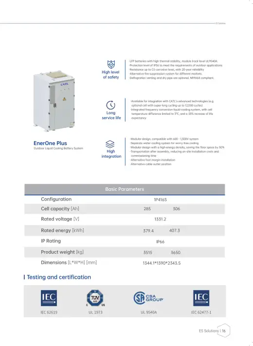 CATL EnerOne Plus Outdoor Liquid Cooling BESS