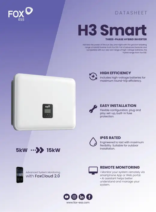 FOX ESS H3 Smart Three‑Phase Hybrid Inverter