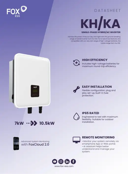 FOX ESS KH/KA Single‑Phase Hybrid/AC Inverter